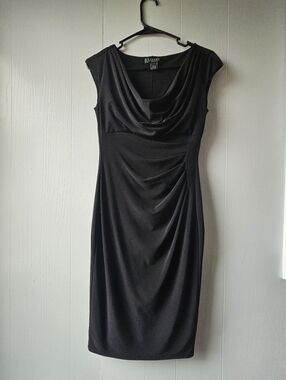 Karen Kane Black Cowl Neck Sheath Dress